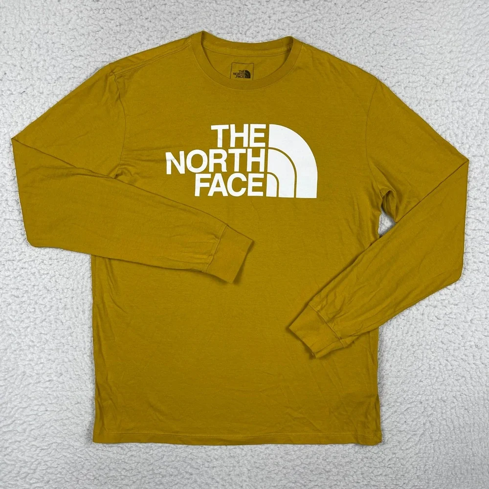 The North Face Long Sleeve Mens M Yellow Half Dome Logo Gorpcore Hiking Tee
